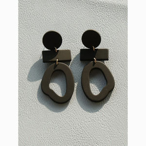 Black Acrylic Geometric Drop Statement Earrings